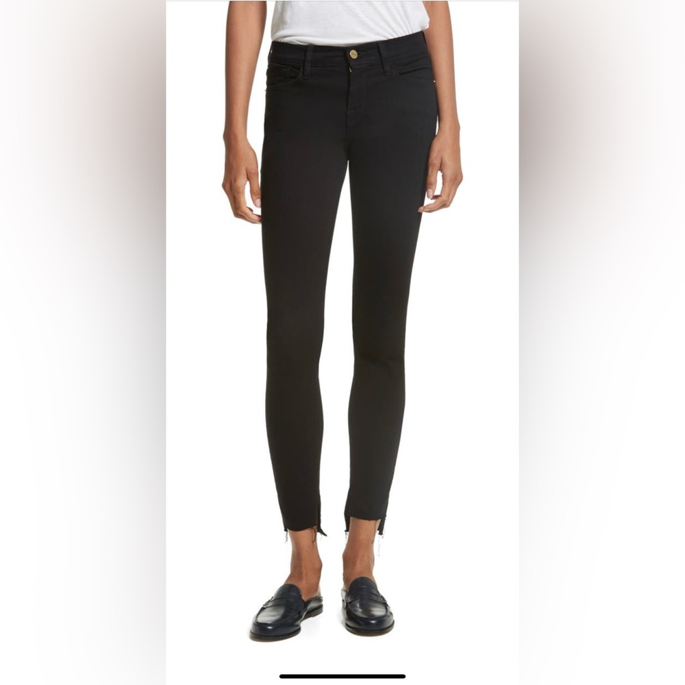NWT Black FRAME Le Skinny de Jeanne Raw Stagger Hem Jeans